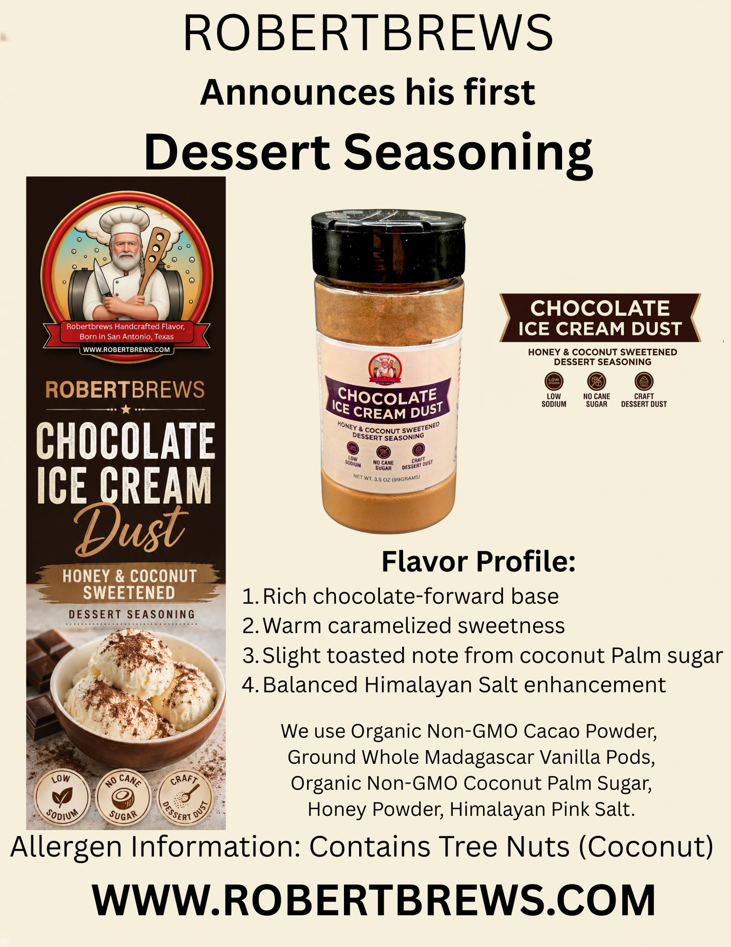 Chotolate Ice Cream Dust 3.5 oz Shaker