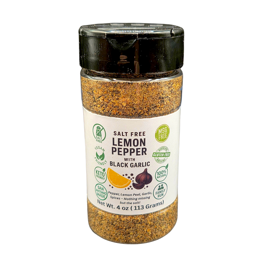 Salt Free Lemon Pepper w/ Black Garlic 4oz Shaker Bottle